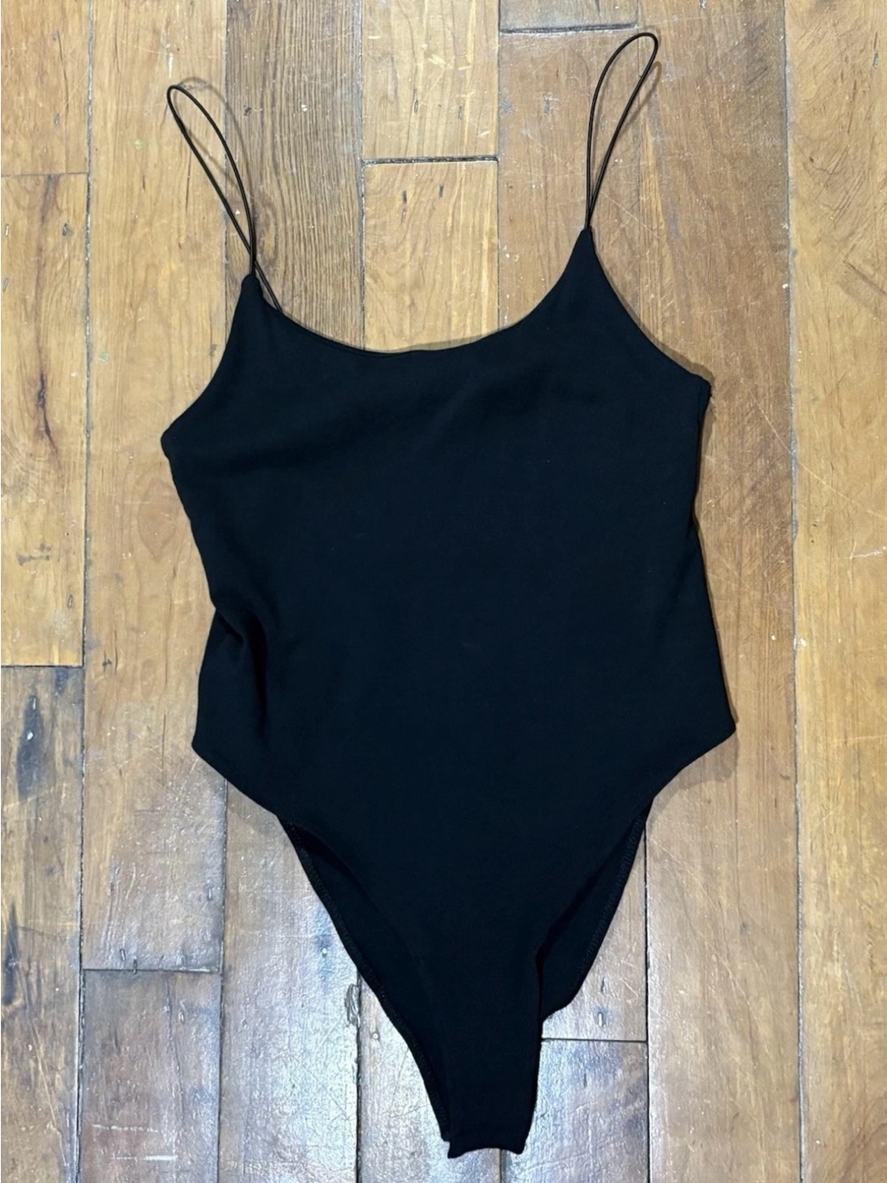 Black One-Piece Spaghetti Strap Bodysuit